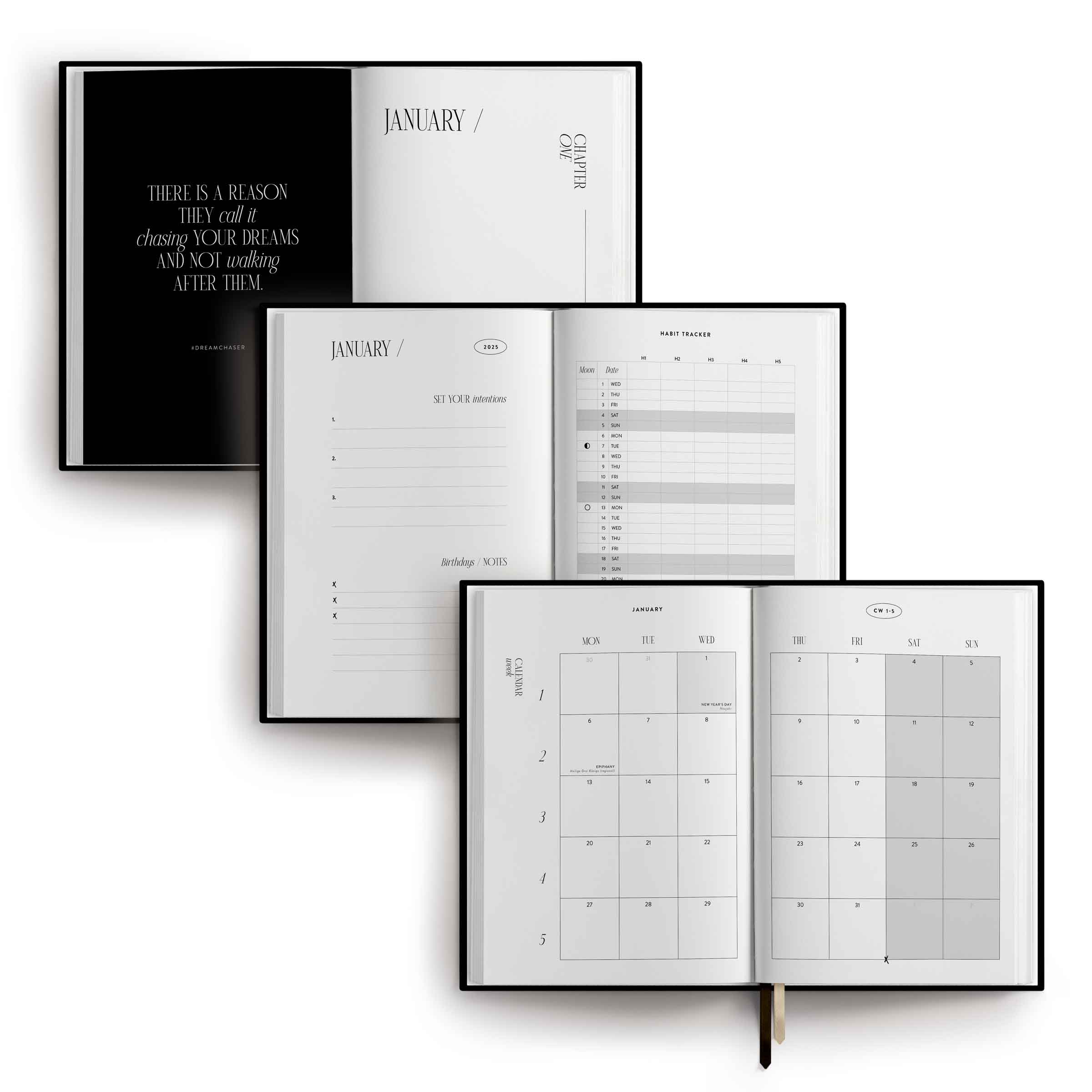 Calendar 2025, A5, Black