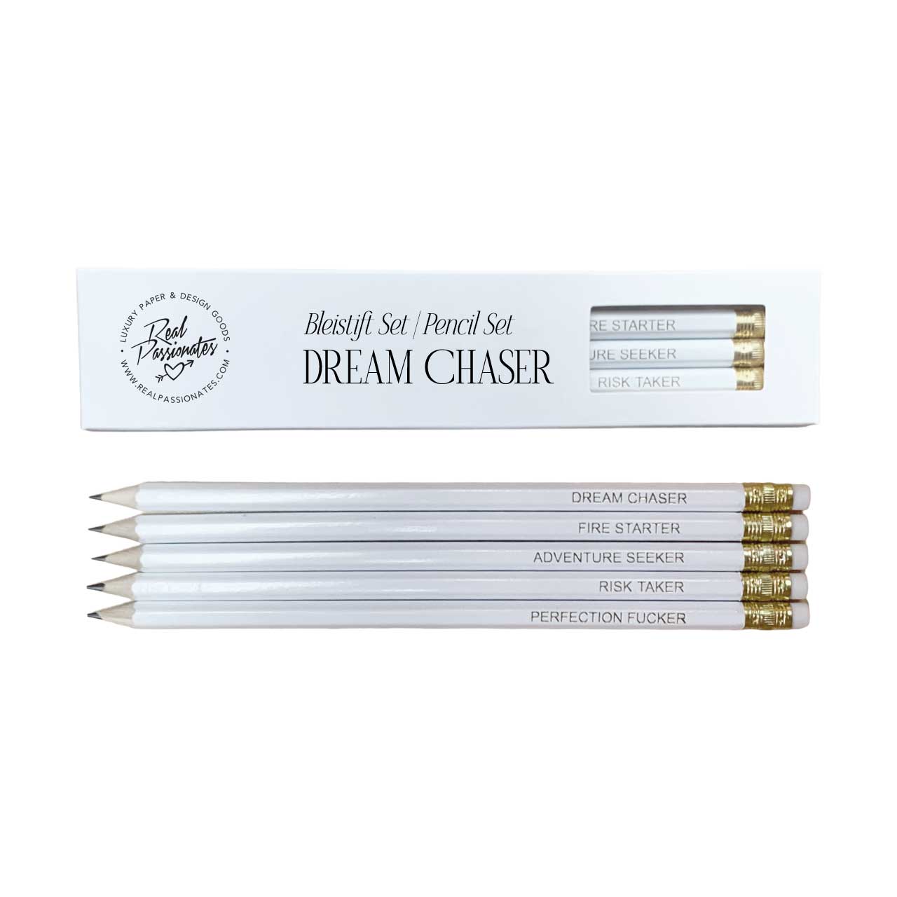 Bleistift Set "DREAM CHASER", 5 St., Weiß/Gold