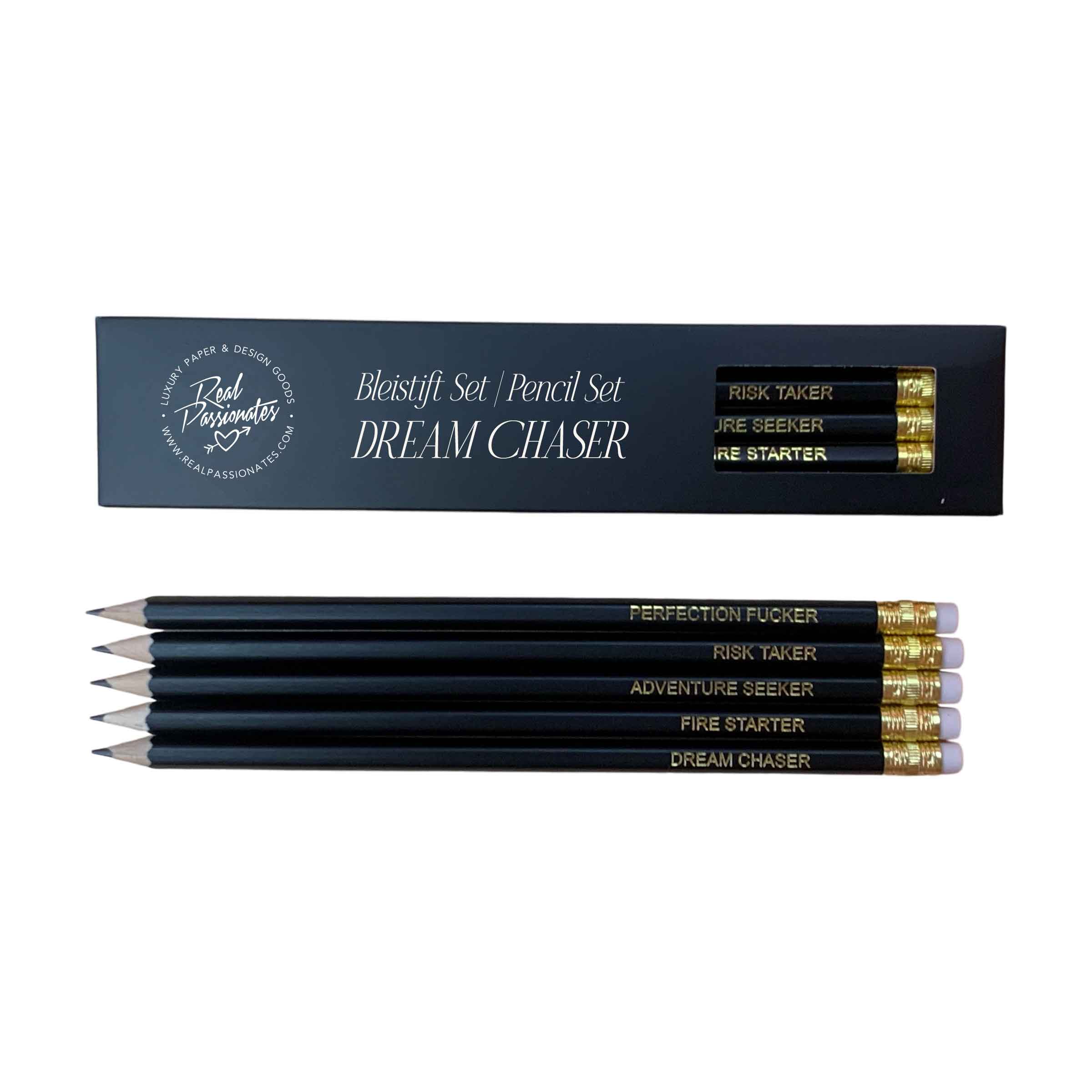 Bleistift Set "DREAM CHASER", 5 St., Schwarz/Gold