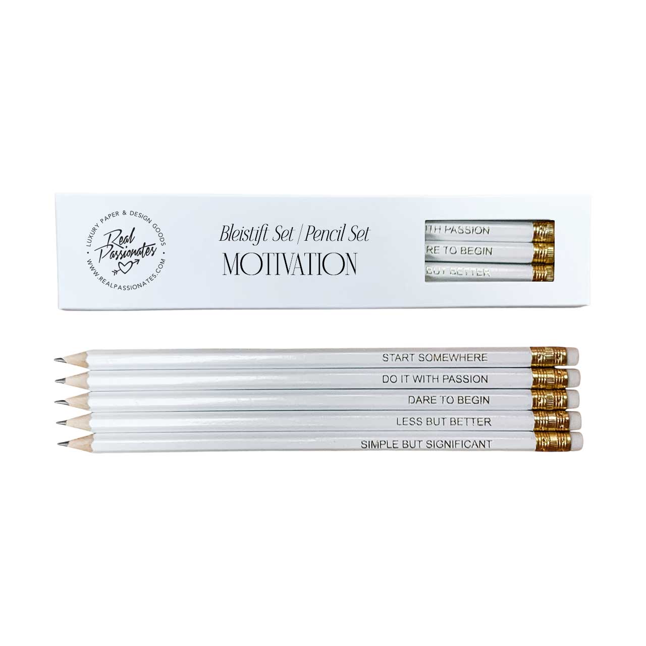 Pencil Set "MOTIVATION", 5 pc., White